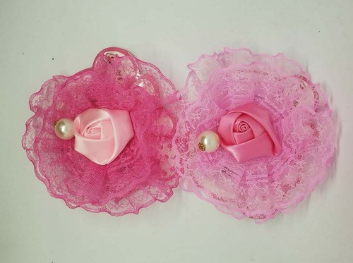 Pince crocodile fleur rose - pince,