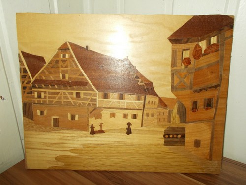 Tableau panneau marqueterie