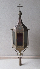  Lanterne de procession en tôle peinte et verres colorés , église ,XIXème siècle