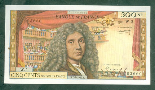 Rare billet 500nf molière - de,