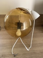 LUSTRE BOULE VERRE BULLE COULEUR AMBRE SIGNE THORN VINTAGE 70