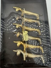 Six Portes Couteaux Chien Dans Leur Boîte D’origine Vintage Ref Gbr2s 