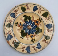 Assiette creuse en terre cuite vernissée Poterie d’Alsace fin XIXème