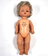 Vintage Gadea Italie Bébé Poupée 15 " Petite Fille Blond Cheveux Sleepy Bleu