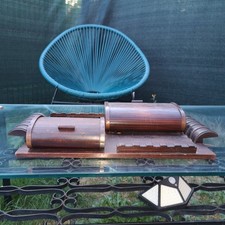 Rare Plateau Fumeur Art Déco en Bois Exotique Vintage 1940 - Boîtes Coulissantes