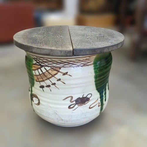 Oribe mizuya jar with lid - with, tea