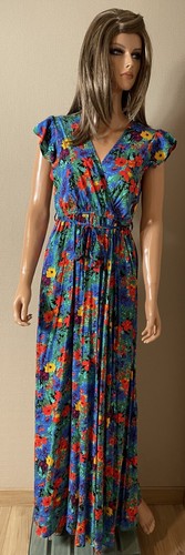 Robe longue bleue - , fleurie