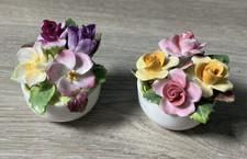 Porcelaine Duo Miniature Couronne Coalport Bouquet Ornement Vintage