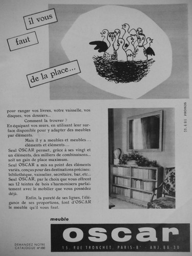 Publicité 1954 meubles - publicitÉ, oscar