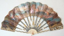 éventail peint 18e siècle 18th century fan eventail A restaurer 