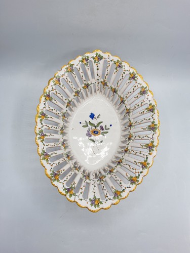 Coupe ovale faïence - , ajourée