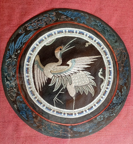 Ancien médaillon brodé - ancien,