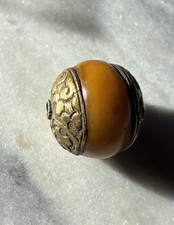 Vintage Tibetan Brass Amber