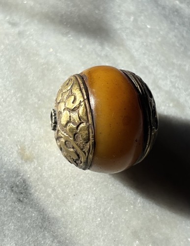Vintage tibetan brass - vintage, amber
