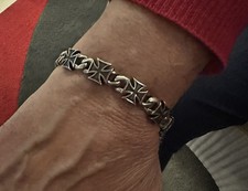 Joli Bracelet Argent Biker Harley Moto Croix De Malte