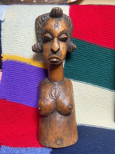 Ancien buste africain bois - africain,