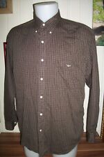 Chemise  manche longue coton leger marron petits carreaux EMPORIO ARMANI 42/16.5