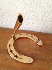 sublime porte stylo  en métal doré fer à cheval  equitation  bureau 