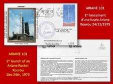 ARIANE L01 1er lancement 1st flight Official CNES Space cover KOUROU 24/12/1979