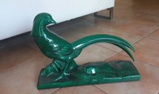 Art Déco Faïence Saint Clément rare sculpture  verte Numéroté 8698