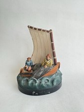 Statuette terre cuite Isle Adam la pêche barque de pêcheur bord de mer