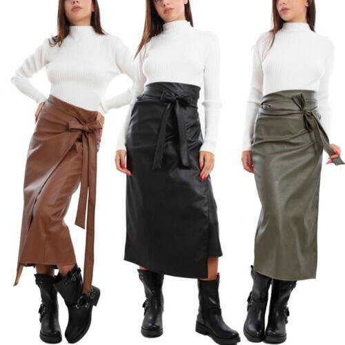 Jupe femme longue effet cuir - longue,