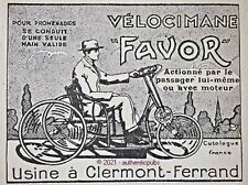 PUBLICITE FAVOR VELOCIMANE CYCLE MOTO VELO CLERMONT FERRAND DE 1929 AD PUB RARE