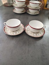 Duo  Tasses  A Café Porcelaine Christofle Oceana Rouge Aida