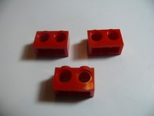 Lego 3 red Technic brick 1 x 2
