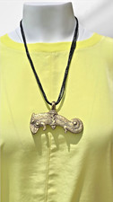 Vintage African Lobi Bronze Chameleon Hand Made Pendant Multi Strand Leather