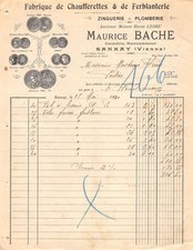 1920 FABRIQUE DE CHAUFFERETTES ET DE FERBLANTERIE ZINGUERIE PLOMBERIE MAURICE