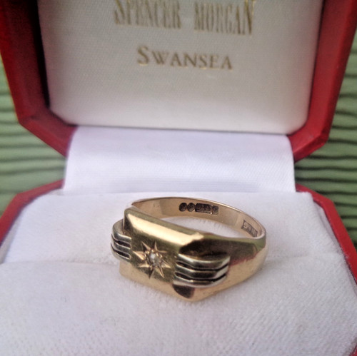 Bague chevalière 9ct - or,