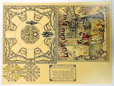 SAUSSINE Oiseau Bleu PLANCHE CHROMOLITHOGRAPHIE ca1880 JEU ANCIEN ESOTERISME