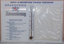 ANCIEN OBJET PUBLICITAIRE BIERE KRONENBOURG PANNEAU ALU THERMOMETRE ENTRETIEN