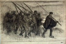 Jules-Emile ZINGG  Grand dessin original Tireurs de glace Musée Montbéliard 1910