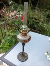 LAMPE A PETROLE ART NOUVEAU DECOR DE FLEURS DEGAGE A L'ACIDE SAINT LOUIS/ LEGRAS