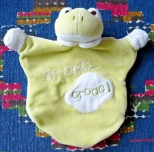 4PA/ DOUDOU MARIONNETTE GRENOUILLE EVEIL ET TENDRESSE CROAC VERT BLANC  EXC ETAT