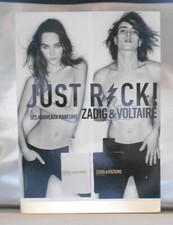 PLV carton 15 x 21 cm, Zadig & Voltaire - parfums Just Rock ! - dos doré