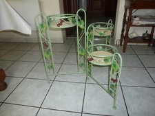 MAGNIFIQUE PORTE-PLANTES EN FER FORGE PASTEL VERT