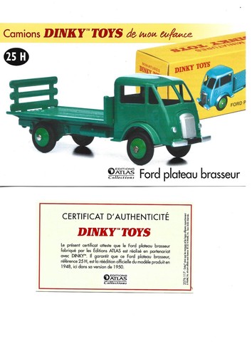Dinky toys fiche certificat - dinky,