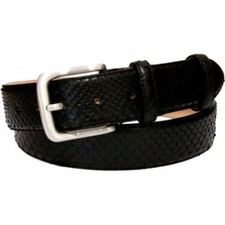 Ceinture en cuir python, couleur noire, hauteur 4 cm, boucle hypoallergénique