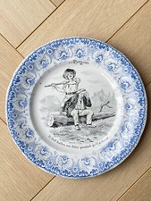 Assiette Parlante en faience Proverbes Il faut battre son frère Saint Amand