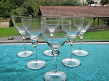 6 Verres à vin blanc en cristal de Daum signé modèle Bolero 14 cm
