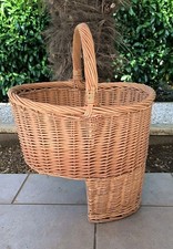 PANIER D'ESCALIER OU DE MARCHE EN OSIER TRESSÉ AVEC ANSE ARTISANAT FRANÇAIS