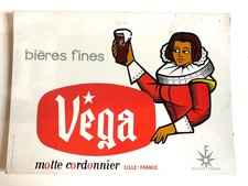 Ancienne Plaque pub Carton Bières Fines VEGA Motte cordonnier Lille
