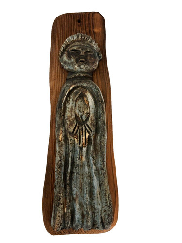 Vierge platre façon bronze - vierge,