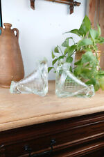 📚 Paire de Serre-Livres en Verre Cristal Torsadé, H 17 cm, L 18 cm