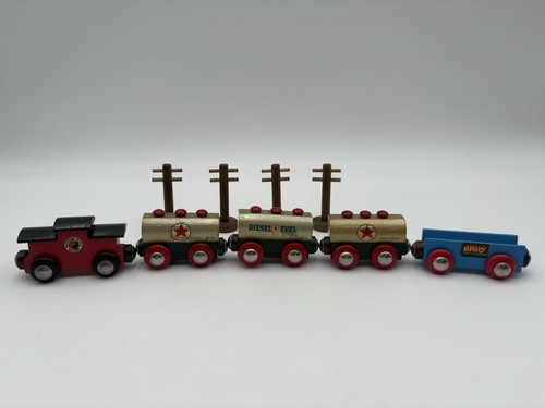 Vtg wood railway brio train - wood,