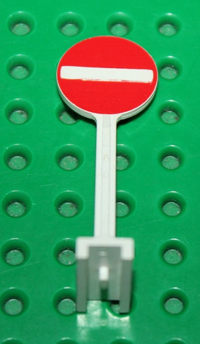 Lego white road sign round - white,