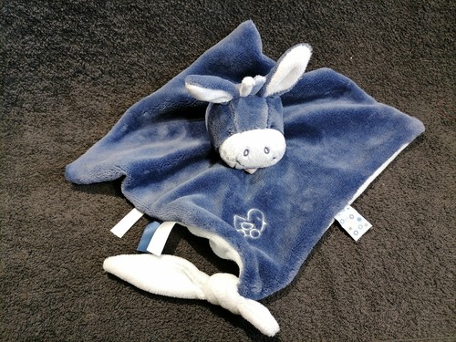 Doudou plat âne - cheval, bleu